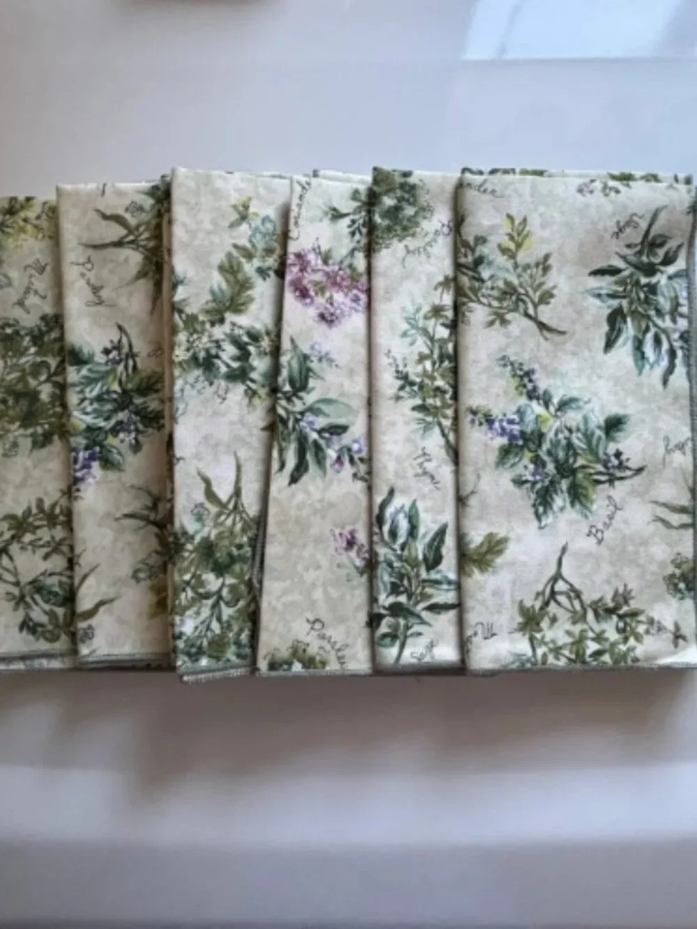 Set of 6 Vintage Botanical Herb Cloth Napkins 17